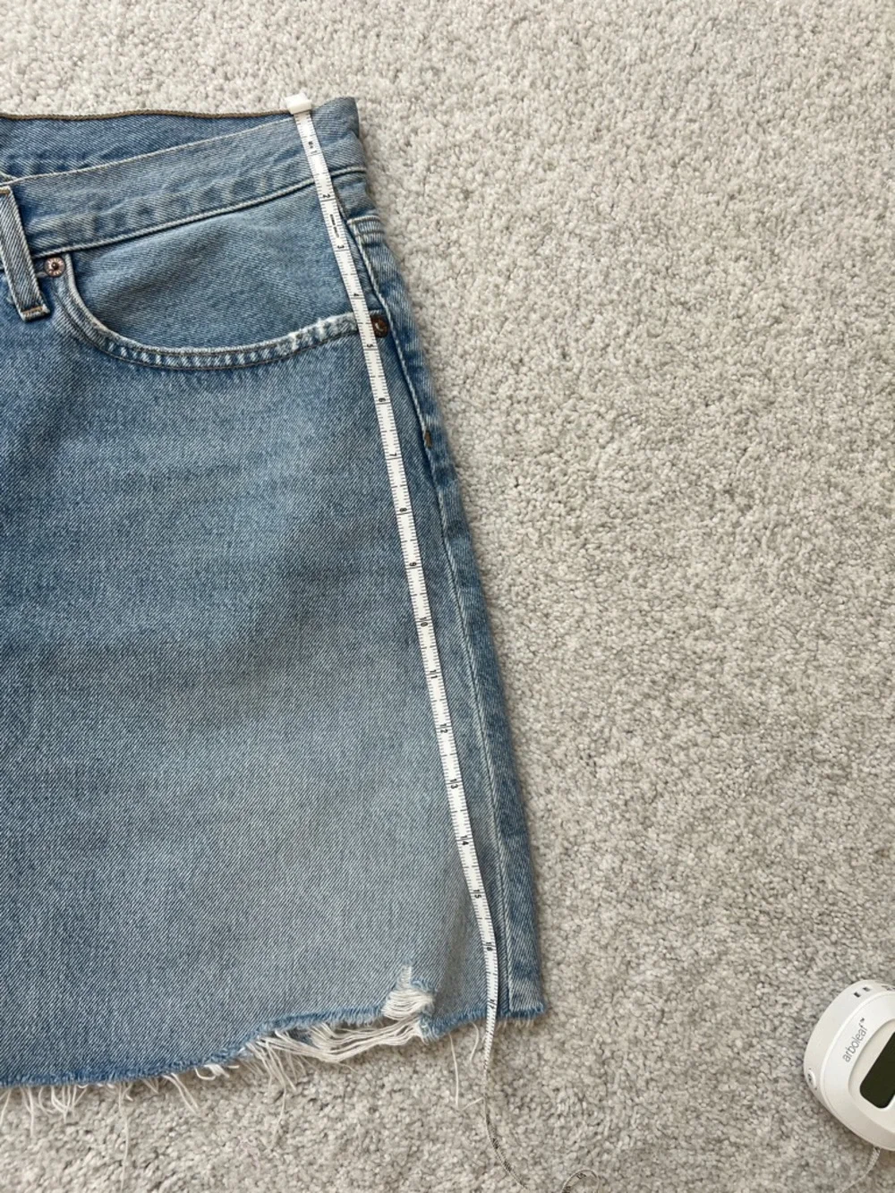 Agolde Light Blue Denim Raw-Hem Mini Skirt - Picture 8 of 9